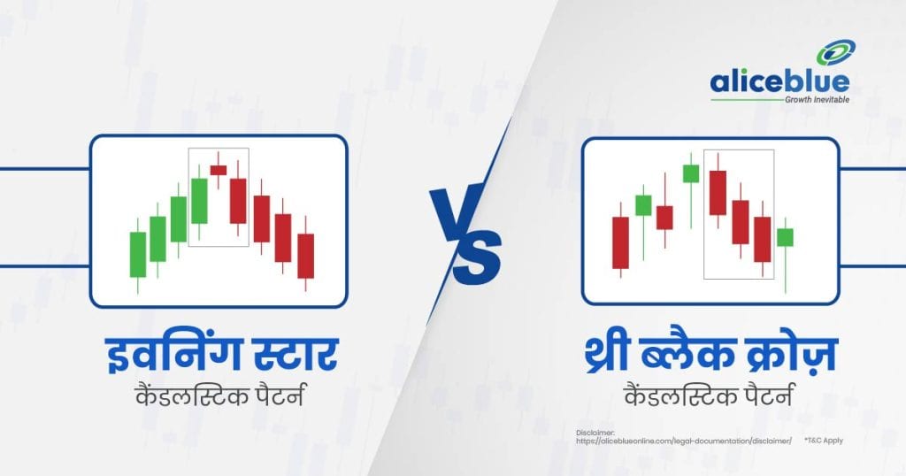 Evening Star vs Three Black Crows Candlestick Pattern