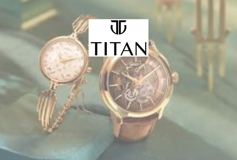 Titan luxury wristwatches on display