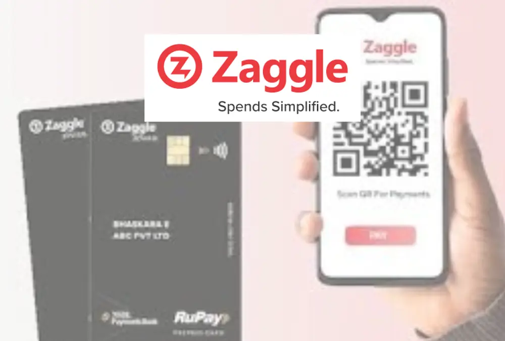 Zaggle logo with prepaid cards and QR code on phone