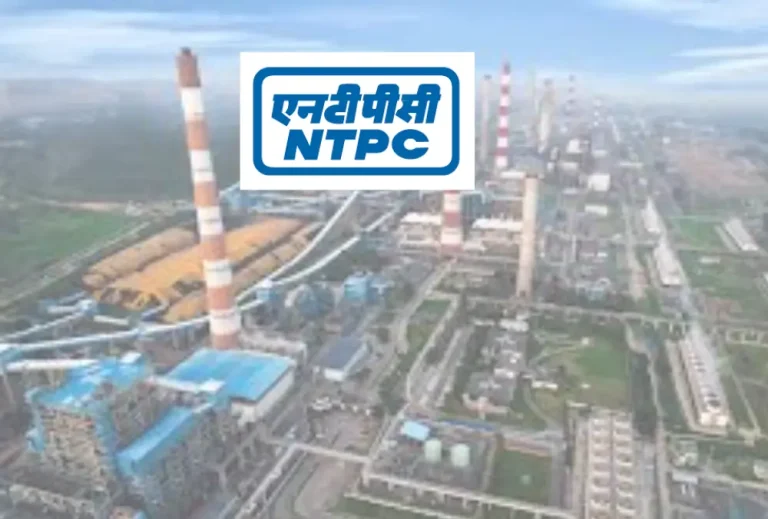 NTPC logo over aerial view of large power plant