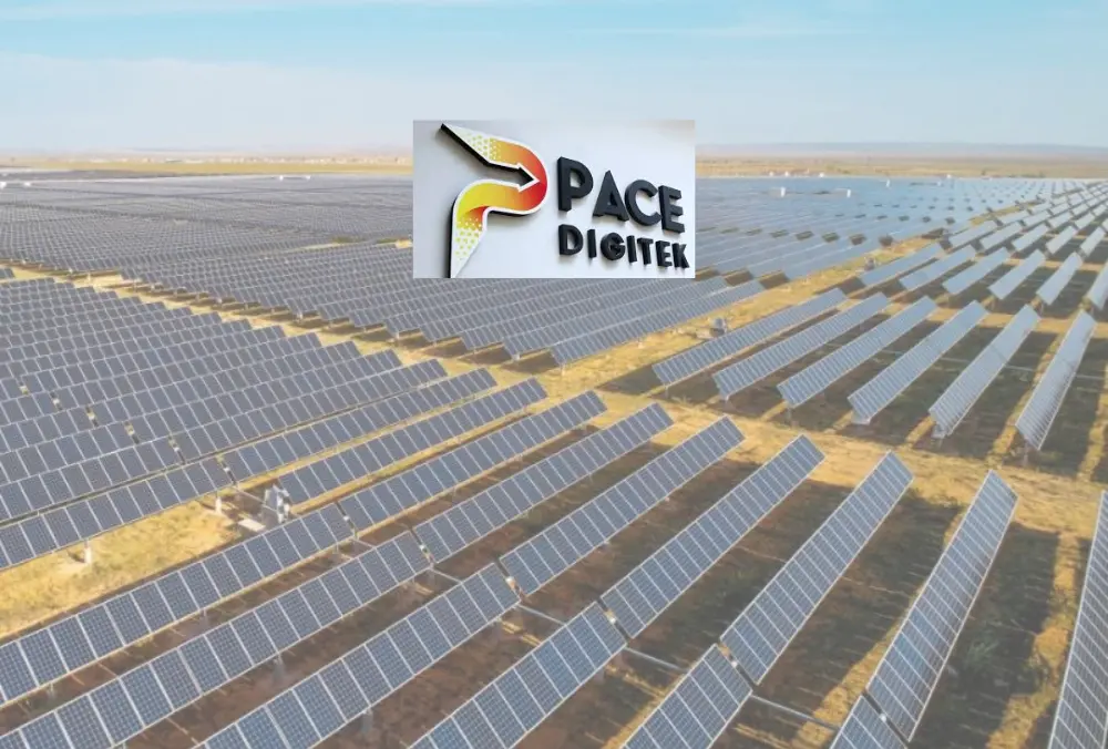Solar power plant with Pace Digitek logo