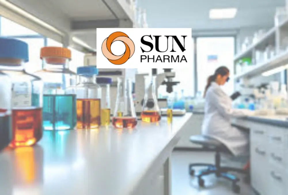 Sun Pharma research laboratory with scientist conducting experiments