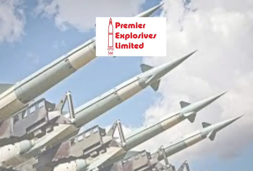 Premier Explosives Limited logo over missile launch systems