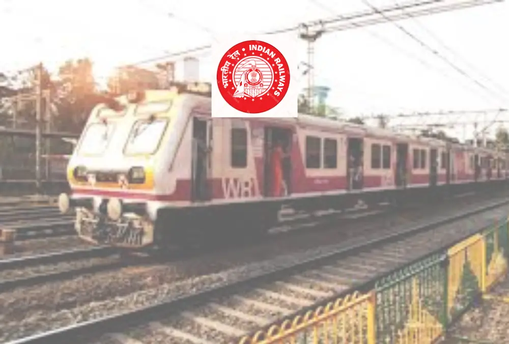 Indian Railways suburban train running on electrified railway track