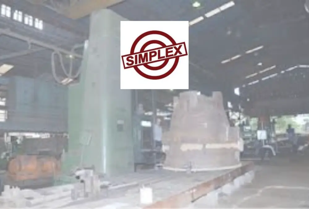 Simplex logo displayed over heavy engineering factory interior