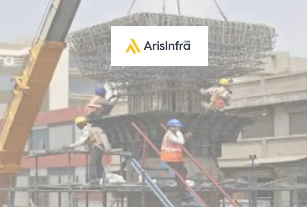 ArisInfra logo displayed over infrastructure construction site