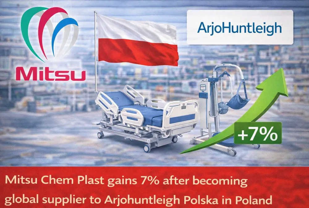 Mitsu Chem Plast gains after ArjoHuntleigh Poland deal