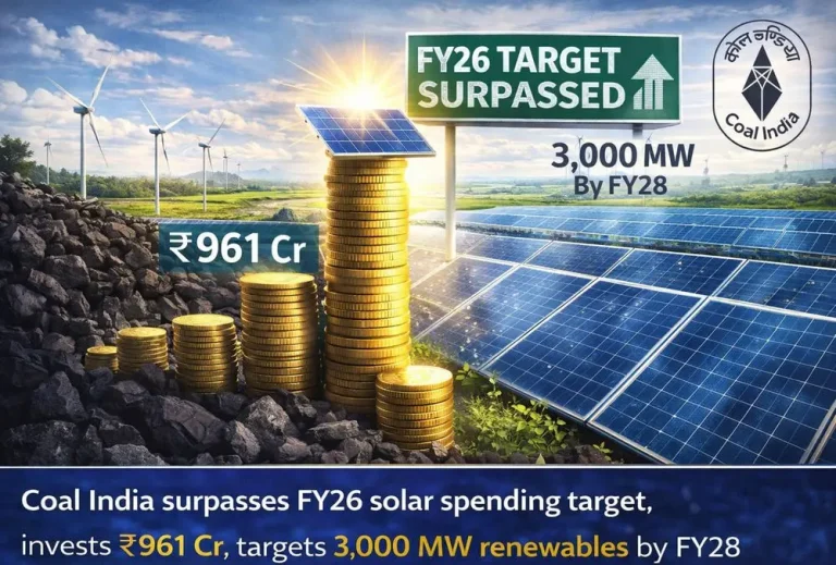 Coal India surpasses FY26 solar spending target, invests ₹961 Cr, targets 3,000 MW renewables by FY28