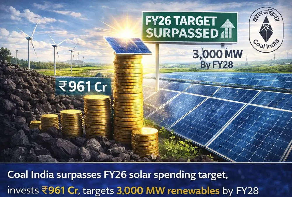 Coal India beats FY26 solar spend target, invests ₹961 Cr