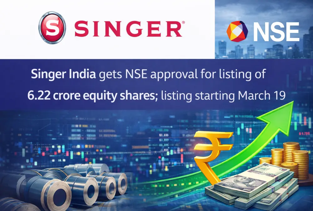 Singer India gets NSE approval for 6.22 crore share listing