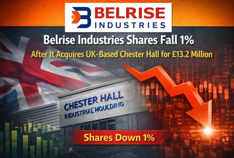 Belrise Industries shares fall 1% after it acquires UK-based Chester Hall for £13.2 million.