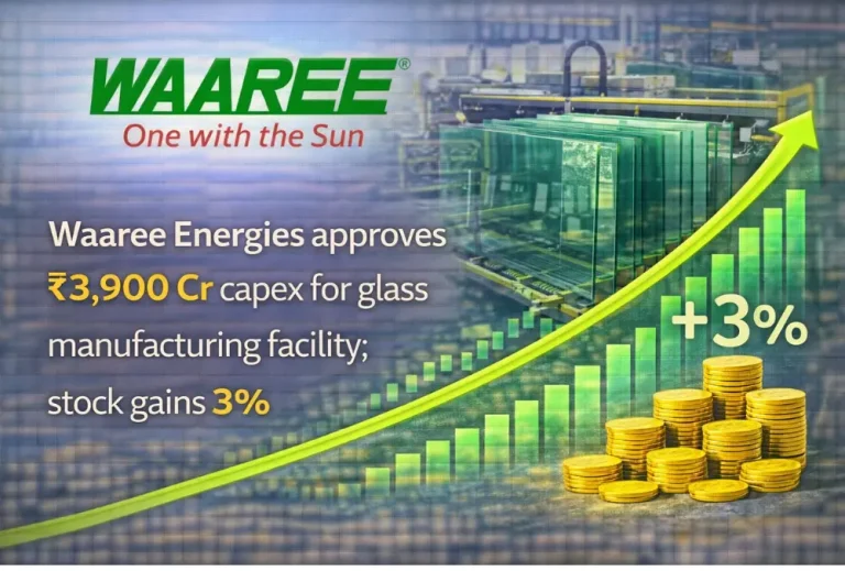Waaree Energies approves ₹3,900 Cr capex for glass manufacturing facility; stock gains 3%