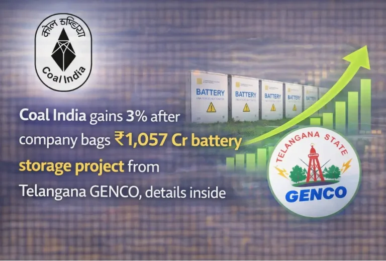 Coal India gains 3% after company bags ₹1,057 Cr battery storage project from Telangana GENCO, details inside