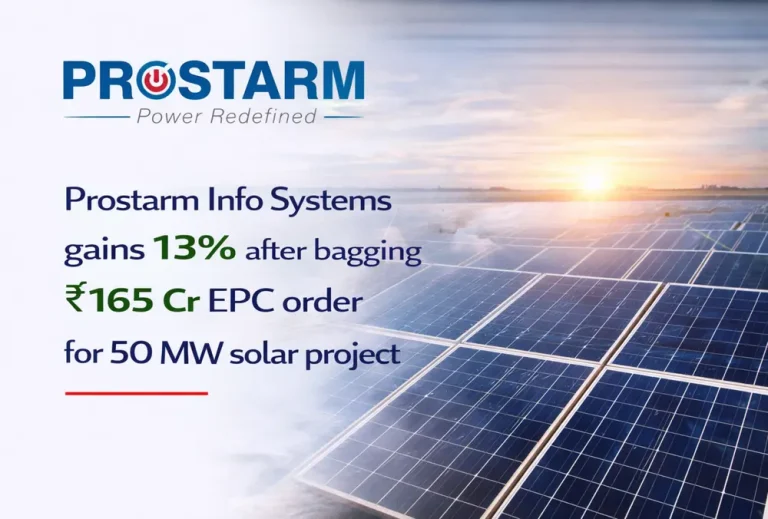 Prostarm Info Systems gains 13% after bagging ₹165 Cr EPC order for 50 MW solar project