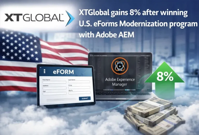 XTGlobal gains 8% after winning  U.S. eForms Modernization program with Adobe AEM