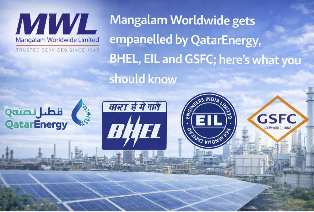 mangalam worldwide empanelled by qatarenergy bhel eil gsfc
