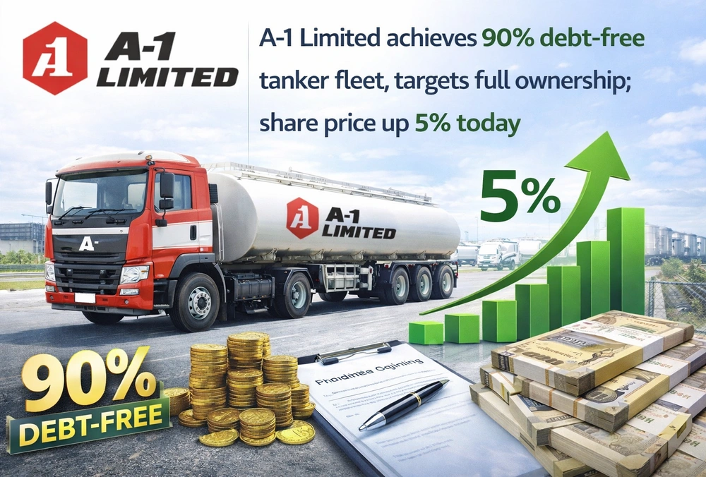 A-1 tanker fleet graphic with 90% debt-free milestone