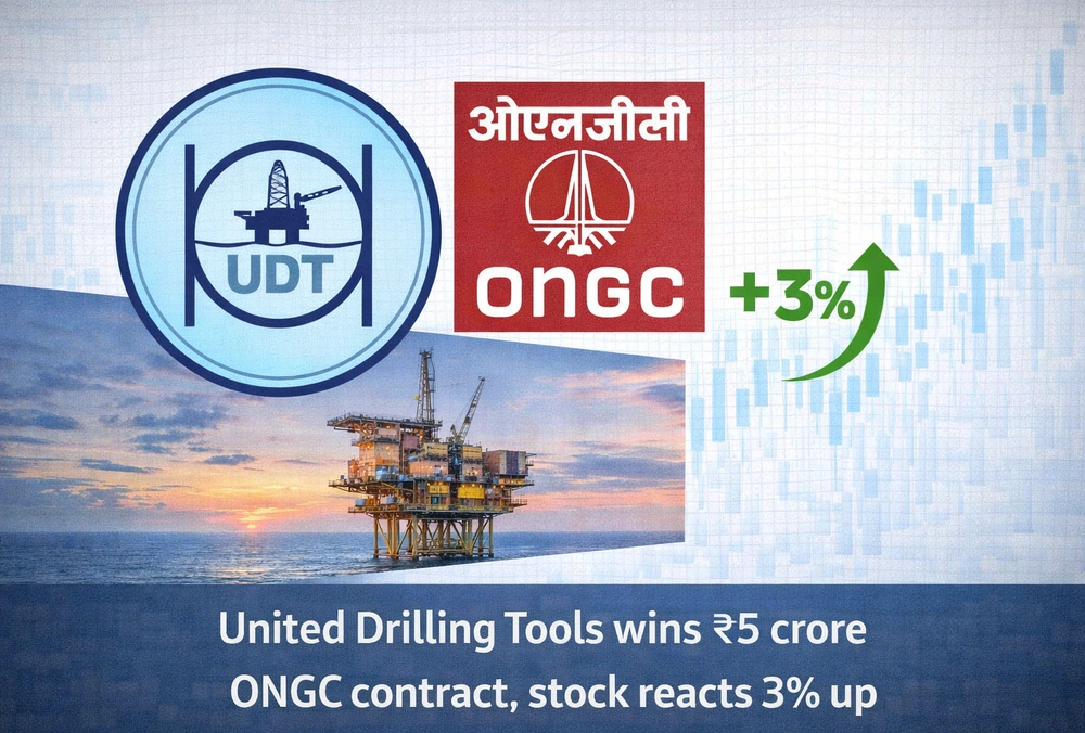 UDT-ONGC contract graphic with 3% stock gain