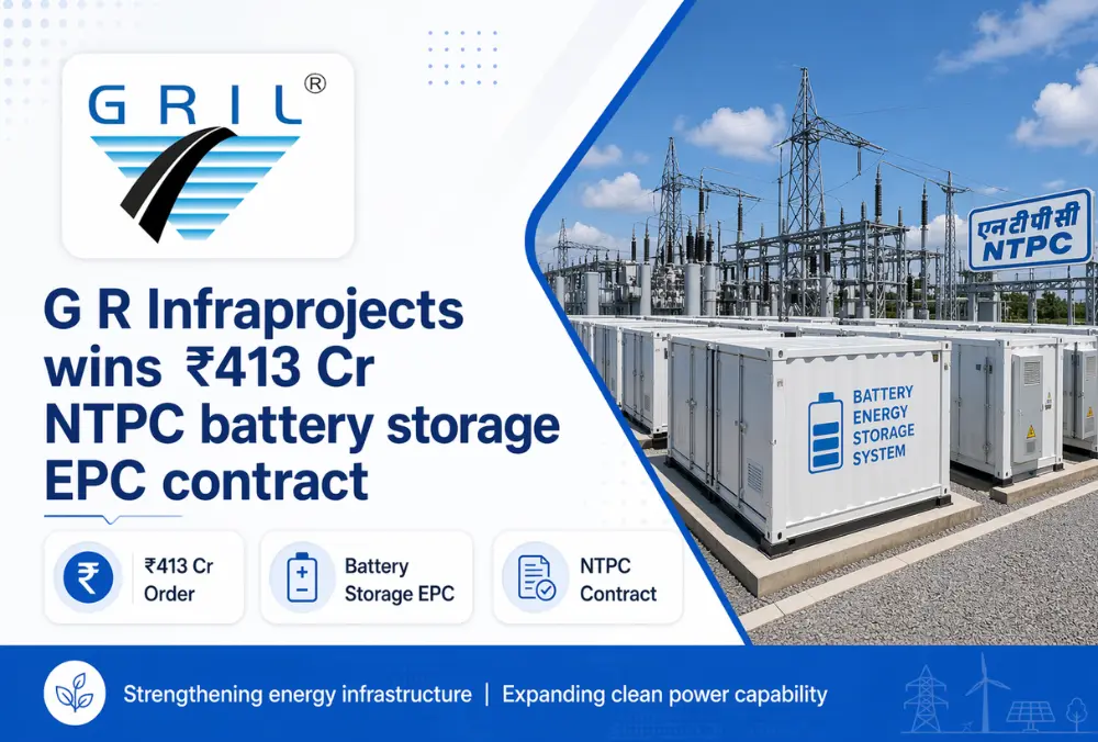 G R Infraprojects wins ₹413 Cr NTPC battery EPC contract
