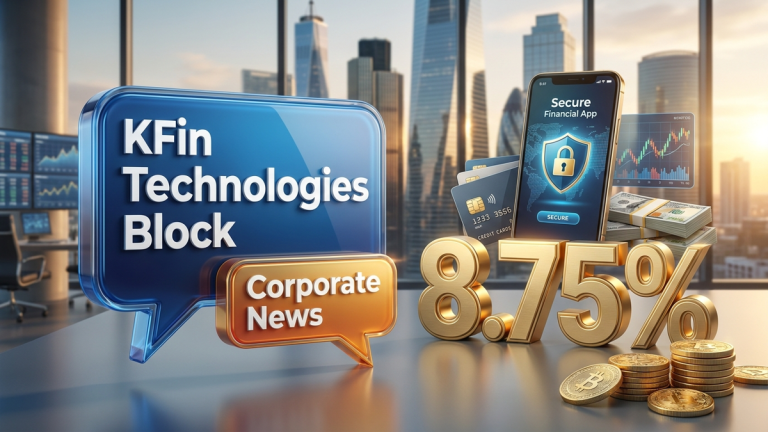 KFin Technologies block deal saw institutional buyers absorb shares at a discount to the previous closing price. The transaction involved 8.75% equity, impacting near-term volume and liquidity.