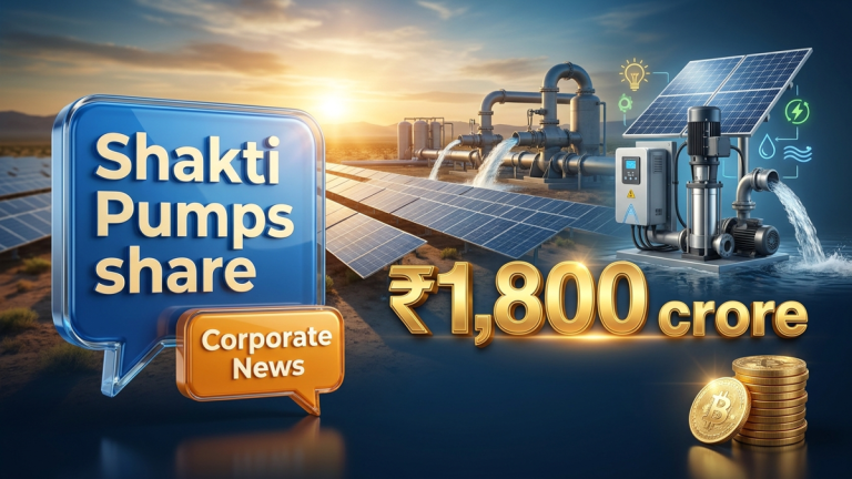 Shakti Pumps share price today rose 8% after the firm bagged a Letter of Empanelment from MSEDCL for solar pumps. New order bolsters the 2026 revenue pipeline.