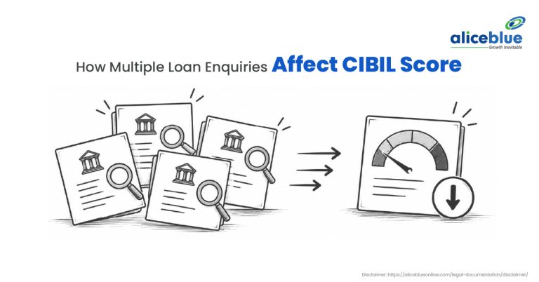 Doodle infographic showing how multiple loan enquiries lower your CIBIL score